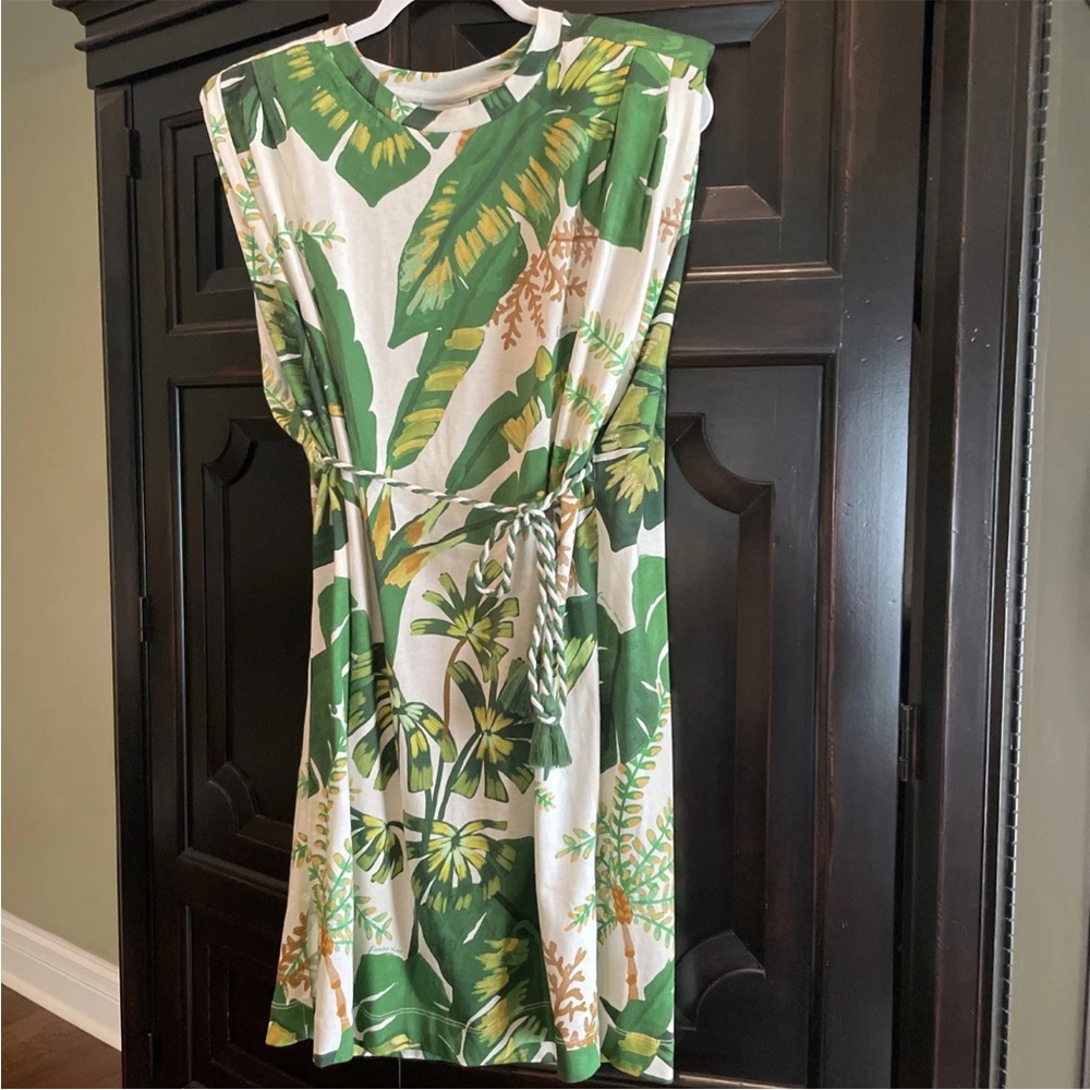 FARM Rio Green and White Mini Dress Vibrant Style